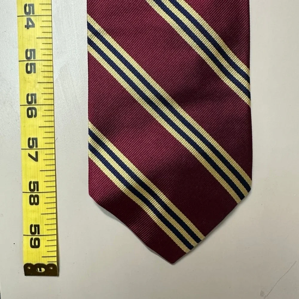 Brooks Brothers Makers Silk Repp Stripe Tie Burgundy Navy Gold Made in USA